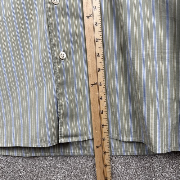Ermenegildo Zegna Dress Shirt Mens Large Green Striped Button‎ Up Long Sleeve - Picture 4 of 7